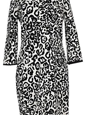 Ann Taylor Black and White Printed Sheath Dress